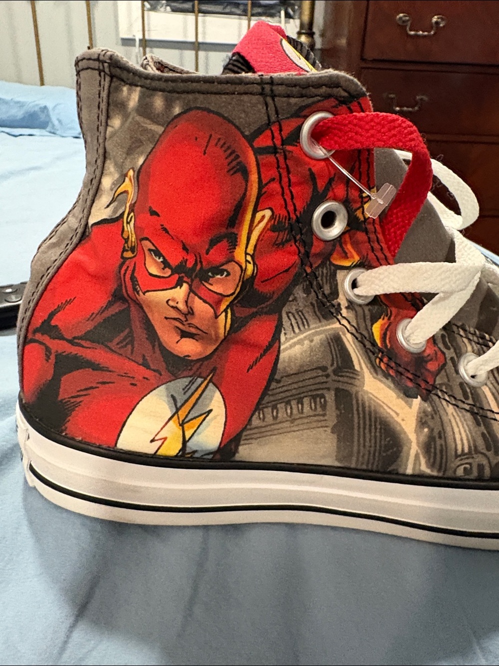 Converse  High-Top Sneakers in Red, Gray and White with Flash Logo